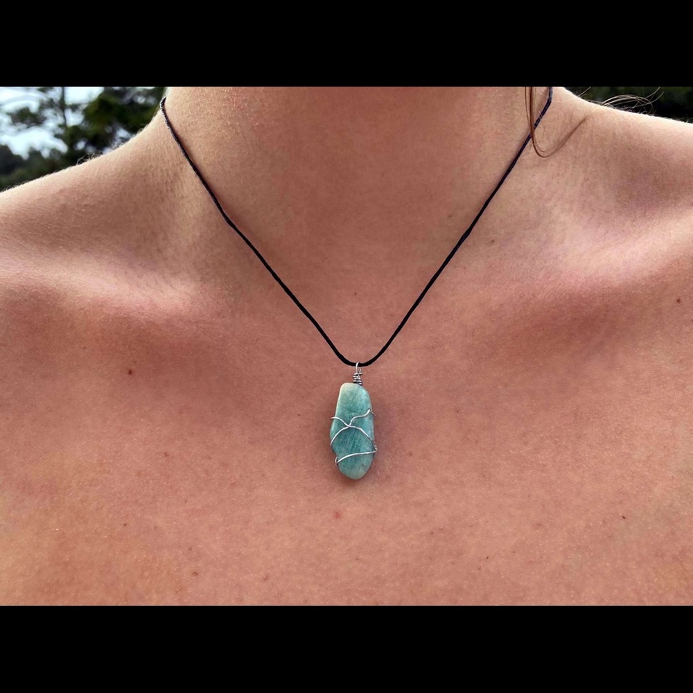 Handmade Amazonite wire wrap necklace!